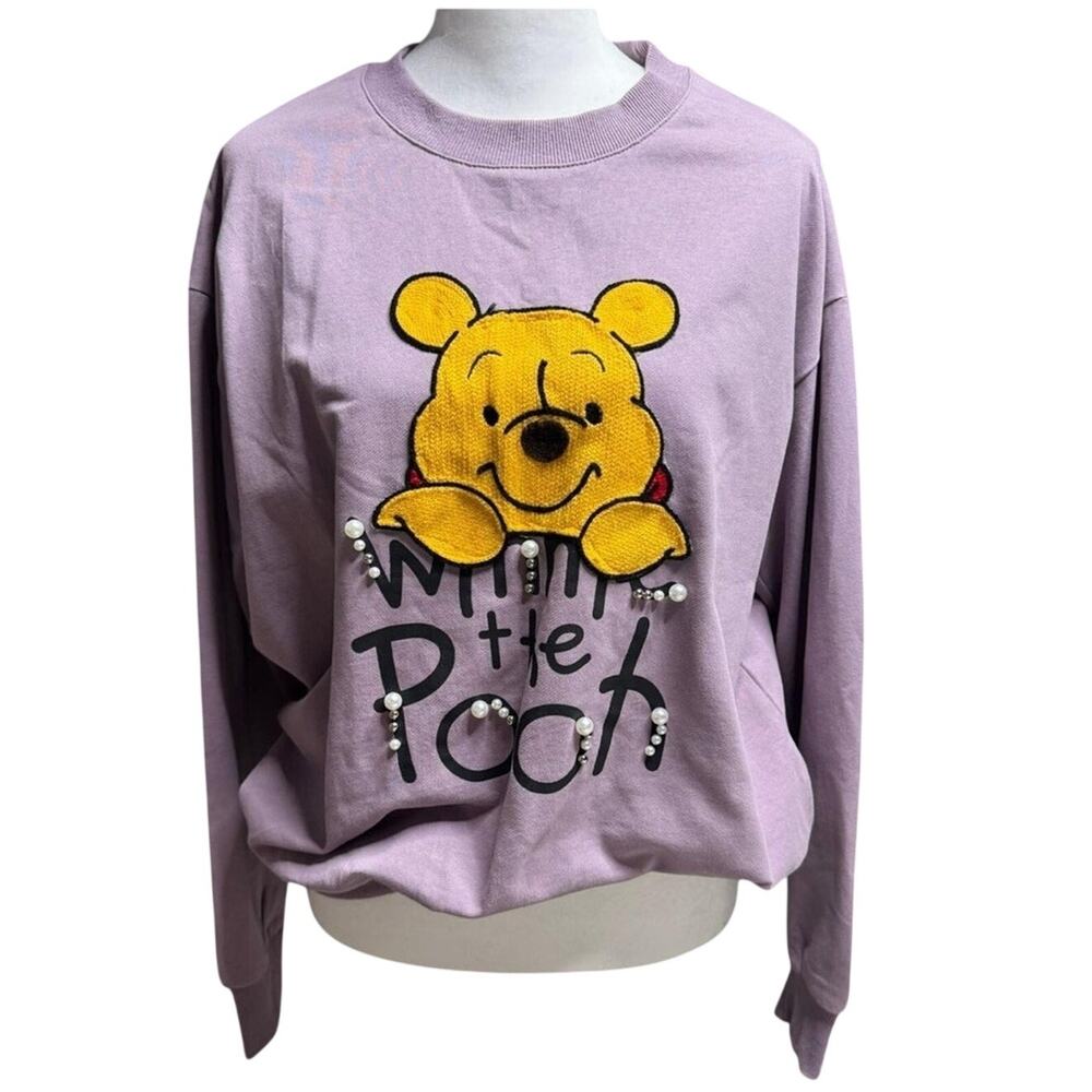Winnie the Pooh Purple Sweater M/L Pearl Coquette Kawaii